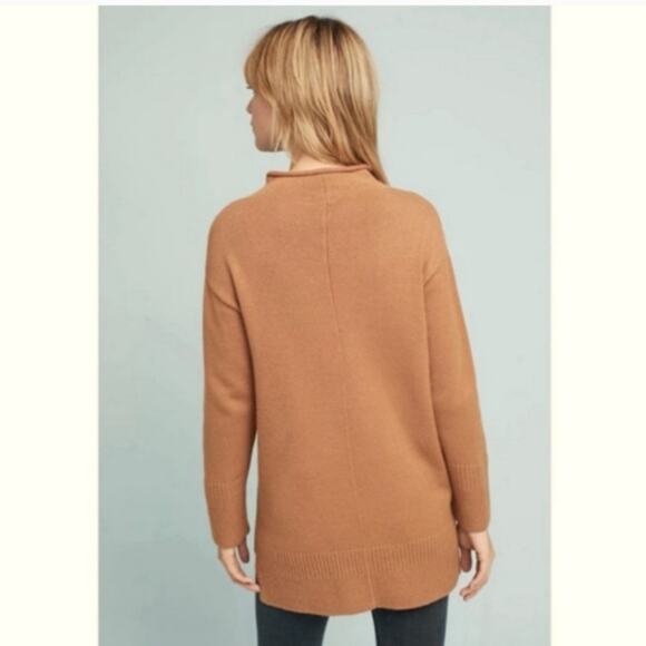 Anthropologie Moth Sweater Saskia Mock Neck Camel Tan Boho Neutral Size M - Picture 2 of 12